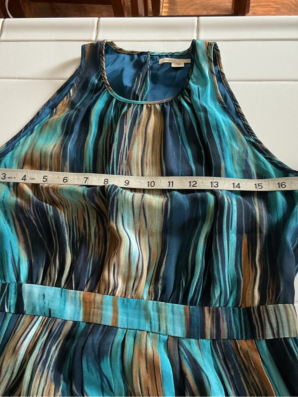 Anthropologie Paper Crown "Rivier" BlueAbstract Midi Dress - Picture 7 of 12